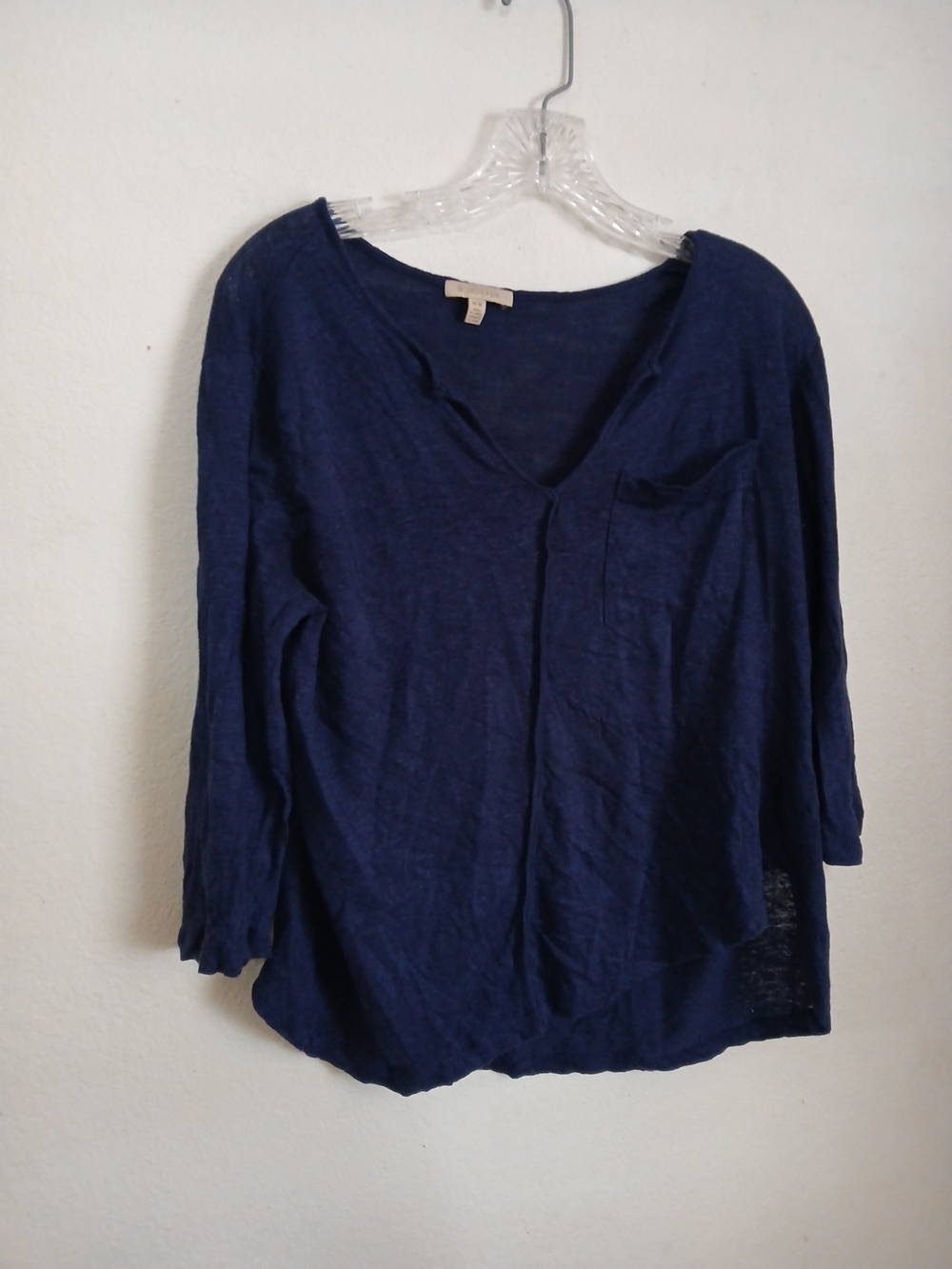 Anthropologie Bordeaux Shirt Womens Medium Blue Linen Coastal Boho Minimalist